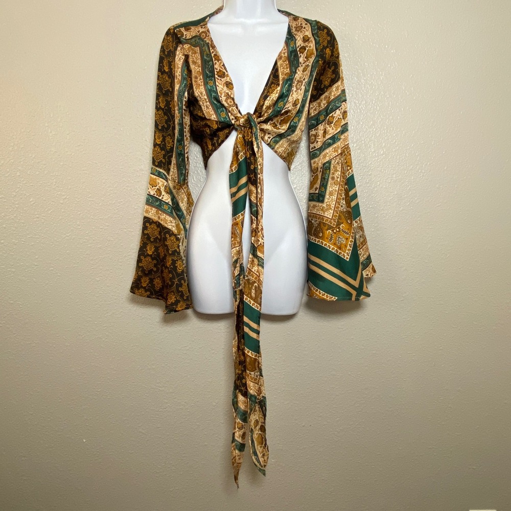Cider Paisley Patchwork Bolero Flare Sleeve Bohemian Hippie Boho Festival Y2K